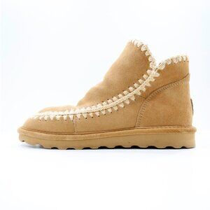 BearPaw Tan Suede Faux-Fur Lined Flat Winter Snow Boots - Women's 11